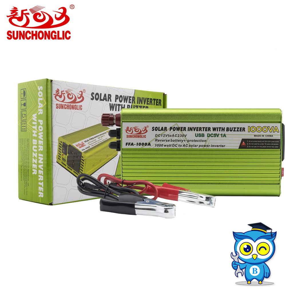 Sunchonglic 12V dc to 230V ac 1000va อินเวอร์เตอร์ Modified Sine Wave Off Grid Solar Inverter