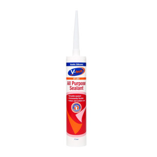 V Tech VT-201 ซิลิโคน สีใส ขาว เทา ดำ อลูมิเนียม (แบบแห้งเร็ว) ยาแนว 280 ml มีกรด All Purpose Sealant