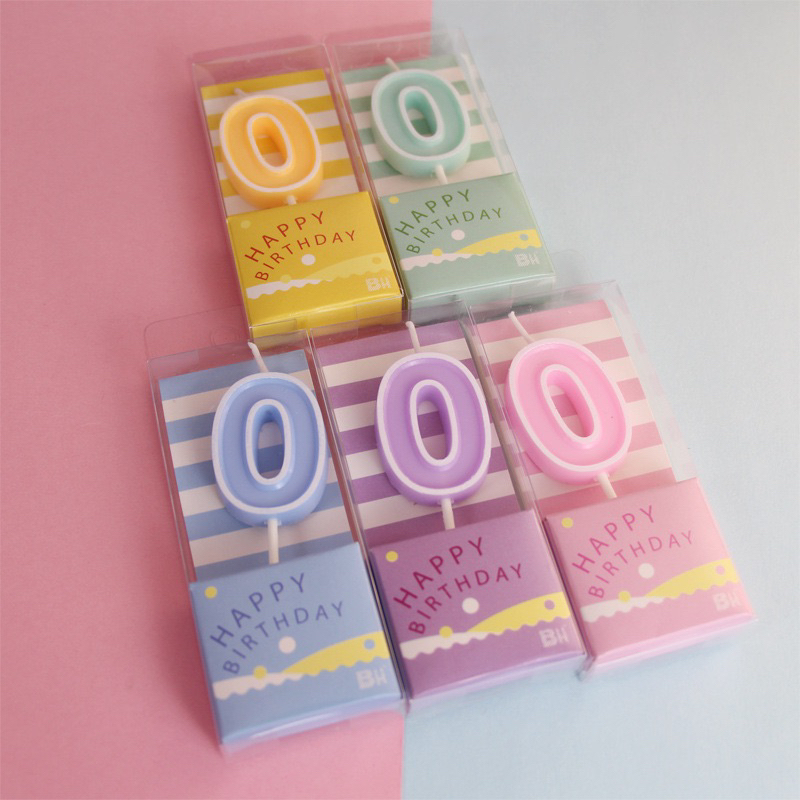 พร้อมส่ง (ในไทย) เทียนวันเกิดตัวเลขสีพาสเทล 0-9 เทียนปักเค้ก เทียนตกแต่งเค้กวันเกิด เทียนตัวเลขสีพาสเทล เทียนแฟนซี - รูปที่ 2