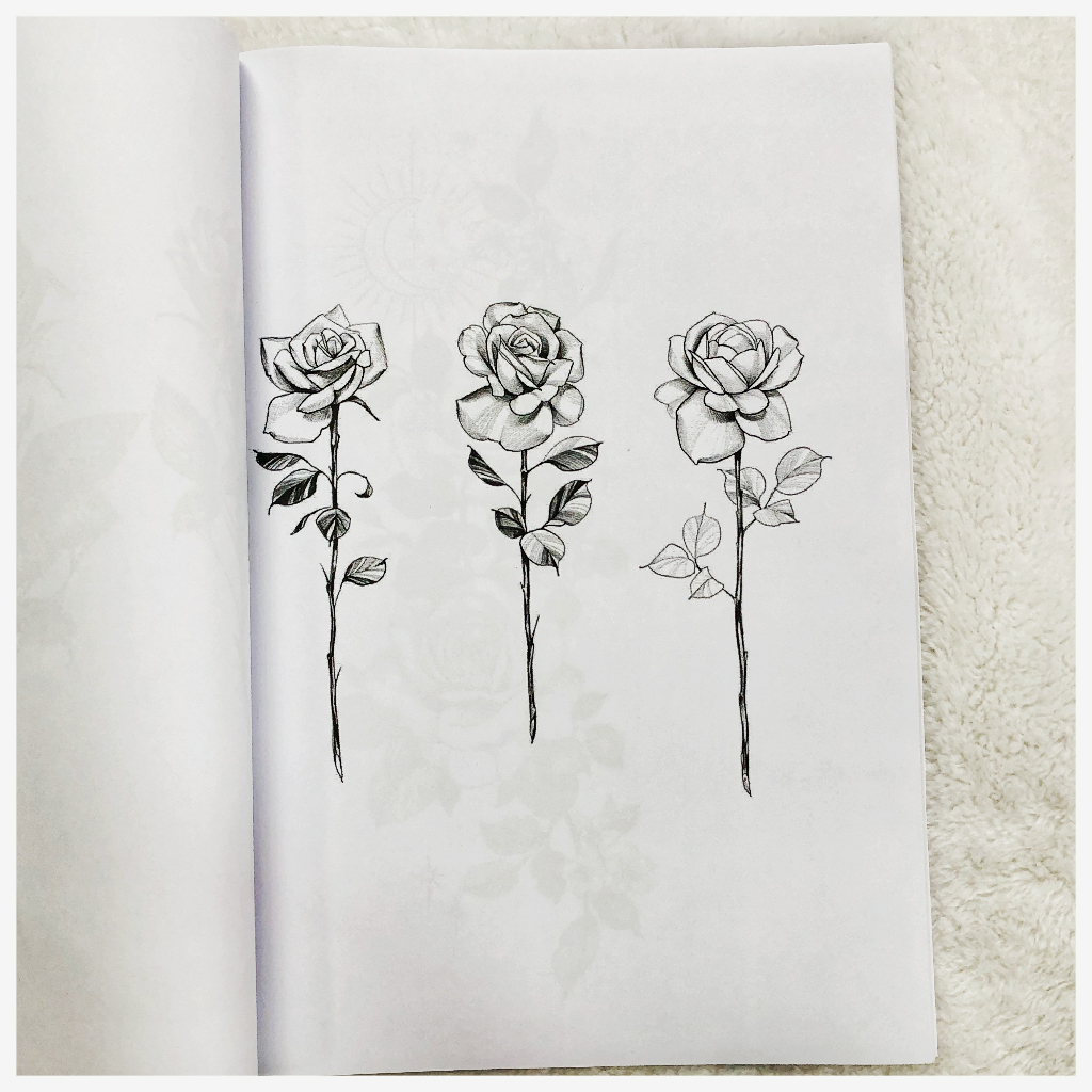 แบบลายสัก ลายดอกกุหลาบ A4 1เซต 40แผ่น ลายสัก ลายสัก ลายเส้นสัก แบบสักลายเส้น tattoo แทกทูรอยสัก ลายสัก แบบสักลาย