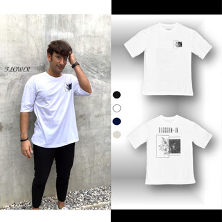 ✨Oversize✨ เสื้อ T-shirt คอตตอนผ้านุ่มลายดอกไม้ unisex