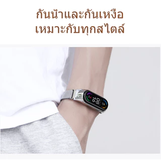 Xiaomi Mi Band 3/4 Mi Band 7 สายโลหะสแตนเลส Xiaomi Mi Band 8/9/10 สายหัวเข็มขัดสแตนเลส