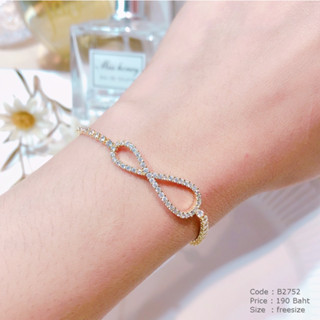 สร้อยข้อมือฝังเพชร จี้ infinity ตัวเรือนสีทอง - B2752