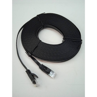 CableLanUTP cat6 15 เมตร สายแลนด์ สายพ่วงเน็ต แบบแบนสำเร็จเข้าหัวแล้ว รองรับ100/1000 แบบจิกบิท สายหนาเส้นใหญ่สัญญานดีแข็