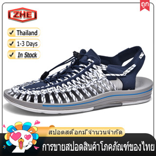 ZHE【จัดส่งในไทย 1-3 วันได้รับ】ภาพถ่ายทั้งหมดเป็นภาพจริง รองเท้าส้นเตี้ยสำหรับผู้ชายและผู้หญิง รองเท้าแตะหมายเลข 35-44