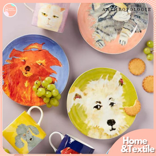 จานเซรามิค งานแบรนด์ Anthropologie | Carole Akins Furry Friends Dessert Plate