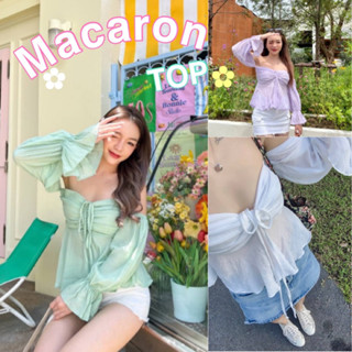 MACARON TOP เสื้อปาดไหล่ จับจีบรูดอก🔥พร้อมส่ง