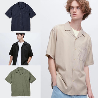 UNIQLO 💯 เชิ้ต ผ้าคอตตอน Modal คอเปิด แขนสั้น Open Collar Short Sleeve Shirt