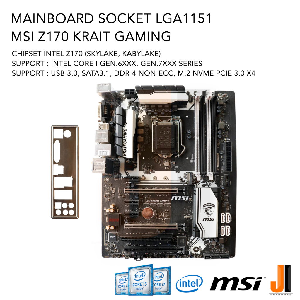Mainboard MSI Z170 KRAIT Gaming (LGA 1151) รองรับ CPU Gen.6XXX และ Gen.7XXX (มือสองสภาพดีมีการรับประกัน)