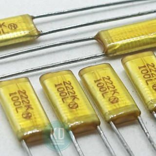 ((ชุด 10ตัว)) nissei 0.0022uF 100v / Poly film capacitor/ ขา 3.5mm./ 222/ 2,200pF #ตัวเก็บประจุ #คาปาซิเตอร์ #Capacitor