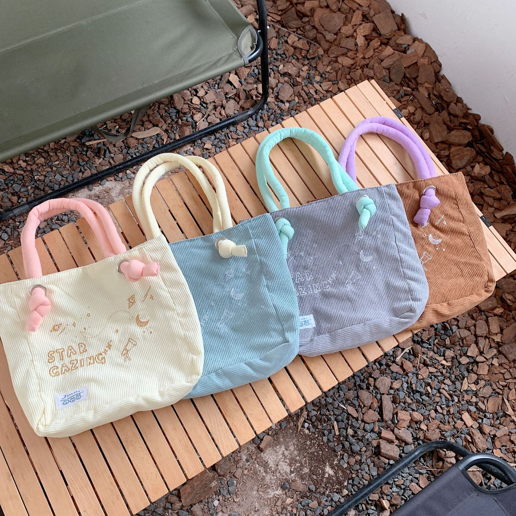 พร้อมส่งจากไทย 146 Corduroy Tote Bag กระเป๋าผ้าสะพายข้าง ผ้าลูกฟูก สามารถใส่ iPad Pro 12.9" ได้