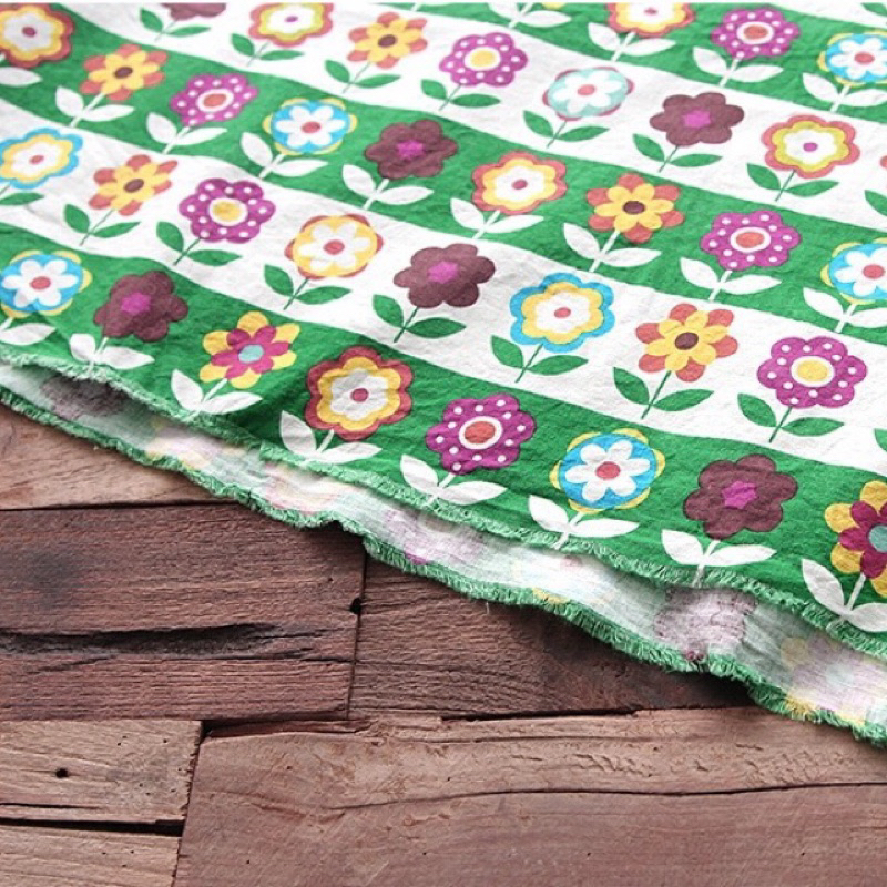 ผ้าฝ้ายลินิน cotton % เนื้อดี ผ้านำเข้า ลายสวย