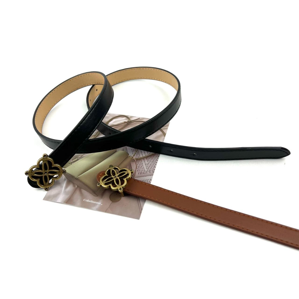 พร้อมส่ง‼️เข็มขัดสไตล์เรียบง่าย สไตล์เกาหลี แฟชั่นตกแต่ง เข็มขัดเส้นเล็กสำหรับผู้หญิง เข็มขัดหนังPU（ P45 ）