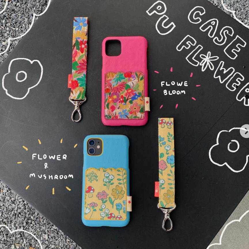 *no restock*amuse stuff-Flower pu case เคสผ้าแคนวาวพิมพ์ลาย+หนังพียู