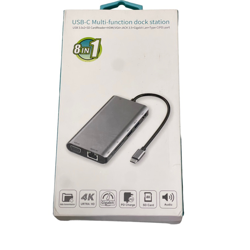 Type-C To RJ45 Gigabit Lan HDMI VGA SD TF เครื่องอ่านการ์ด USB C 3.0สำหรับ macBook Samsung Dex Xiaom