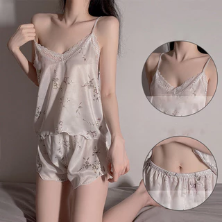Sexy Girl ชุดนอนลูกไม้เซ็กซี่ ชุดเซ็ทลูกไม้ ผ้าระบายอากาศ ลายดอกไม้ พร้อมส่งจากไทย（H9051）