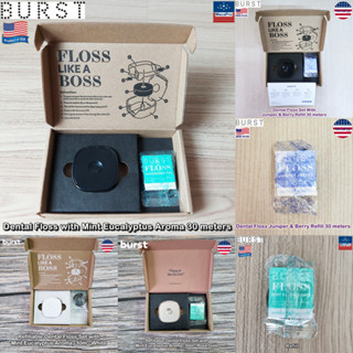 BURST® Dental Floss Set &amp; Refill 30 meters ไหมขัดฟันสีดำ + ตลับ ไหมขัดฟัน ความยาว 30 เมตร