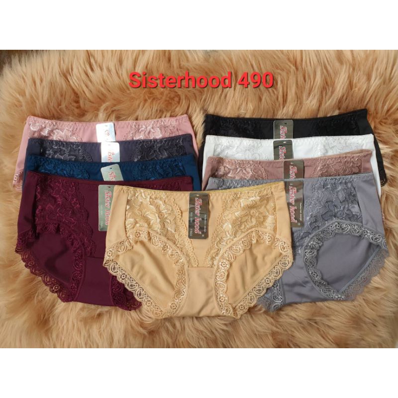 กางเกงในผู้หญิง sisterhood 490 ขอบผ้าลูกไม้ เหมาะกับ S-M ผ้าลื่น เอวยางยืด