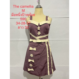 เดรสสั้น สีม่วงตุ่น THE CAMELLIA SIZE M มือหนึ่งป้ายห้อย