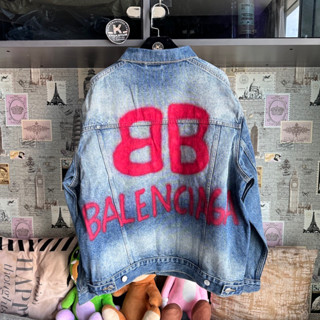 B บีบี Balen blcg Jacket Jeans Oversize  BB Graffiti บาเลน (พรีเมี่ยม พร้อมส่ง) 3B สายเรืองแสง Neon Fluorescent