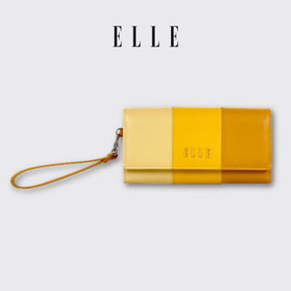 ELLE BAG I COLLECTION GRADIENT กระเป๋าสตางค์ 3 พับยาว ช่องใส่การ์ดทั้งหมด 12 ใบ หนังวัวแท้ สีเหลือง I EWW154