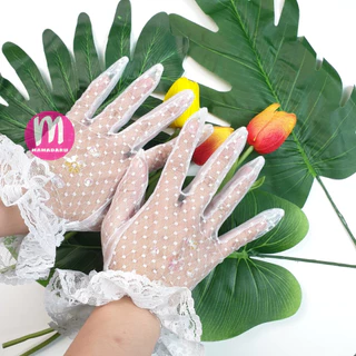 ถุงมือลูกไม้เด็ก ถุงมือเด็ก เนื้อตาข่าย ผ้าลูกไม้ ตะเข็บเล็ก (KD25)