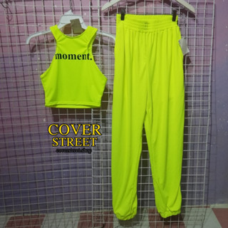 🔥coverstreet💘พร้อมส่งจากไทย​​ เสื้อนีออน ชุดเซตนีออน​ เสื้อสะท้อนแสง​ เสื้อนีออนสีเขียว​ เสื้อคอปนีออน