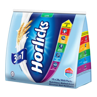 ฮอร์ลิคส์ เครื่องดื่มมอลต์ 3 อิน 1 สูตรลดน้ำตาล 280 กรัม - Horlicks 3 in 1 nutritious Malted Drink Less Sugar 280g