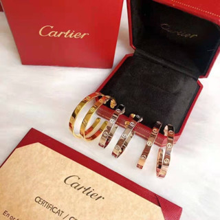 CARTIER LOVE HOOP EARRINGS เครื่องประดับ แบรนด์คาร์เทียร์ ต่างหูห่วง ตุ้มหูแฟชั่นผู้หญิง อะไหล่สีทอง เงิน โรสโกล์ด