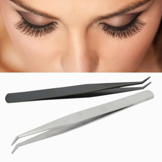 Tweezers แหนบสเตนเลส ทรงโค้ง แบบมืออาชีพ สําหรับต่อขนตาปลอม