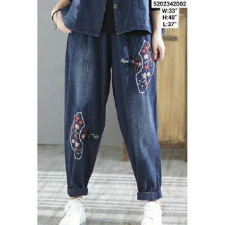 japanese style jeans freesize กางเกงยีนงานญี่ปุ่น ปัก W:33” H:47” L:37”