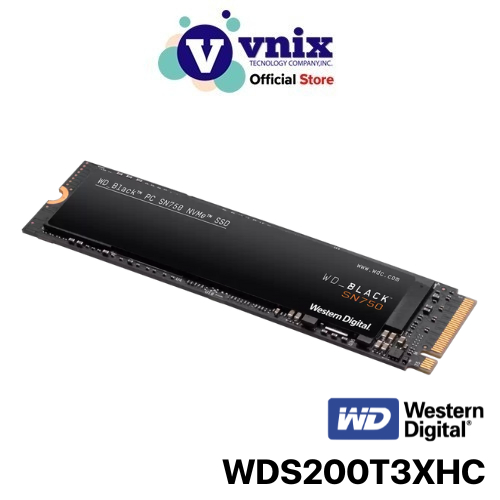 WD BLACK SN750  2TB เอสเอสดี SSD PCIe 3/NVMe M.2 2280 (WDS200T3XHC) รับประกัน 5 ปี By Vnix Group