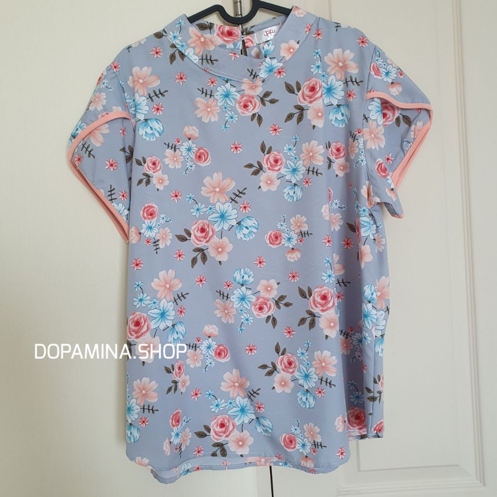 ❌SOLD OUT❌[HSH004] [มือ 1] รอบอก 44 นิ้ว [สีฟ้า] เสื้อผ้าสาวอวบ แฟชั่นผู้หญิง คอจีน แขนกลีบบัว ติดกร