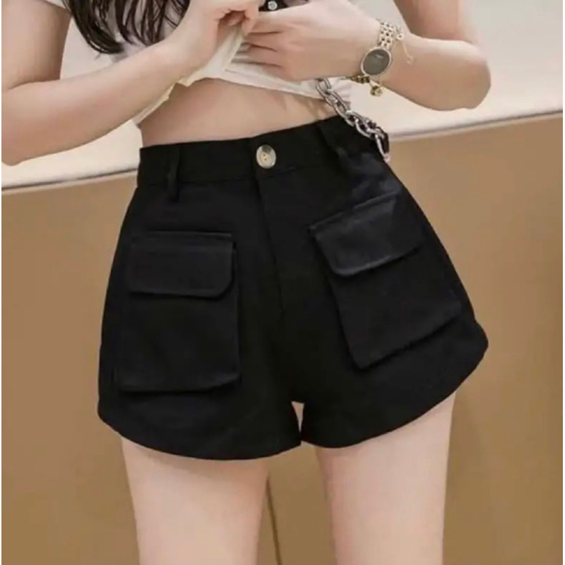 กางเกงขาสั้น Vintage ทรง(Barbie) บอลลูน สีพื้น ขนาดฟรีไซส์