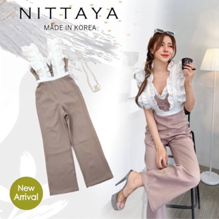 🔥พร้อมส่ง S🔥Nittaya จั้มยาวช่วงบนระบายสีขาวชั้นๆ ช่วงล่างสีชมพูกะปิ