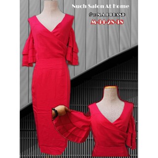 N.A.K BRAND - ก84 เดรสแดงยาว เสื้อผ้ามือ1 งานป้ายบน M-34-28-38 ราคา 490 บาท