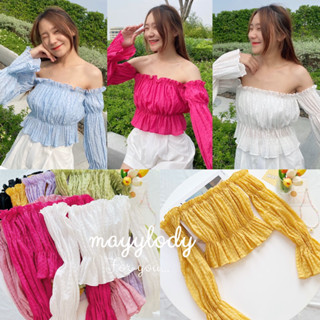 💚mayylody💛 เสื้อปาดไหล่ ชั้นๆระบาย สีสันสดใส น่ารักคิ้วสุดๆๆ 🌸✨💕🍃ปาดไหล่ เสื้อเปิดไหล่ เสื้อน่ารัก เสื้อไปทะเล ชุดไปทะเล