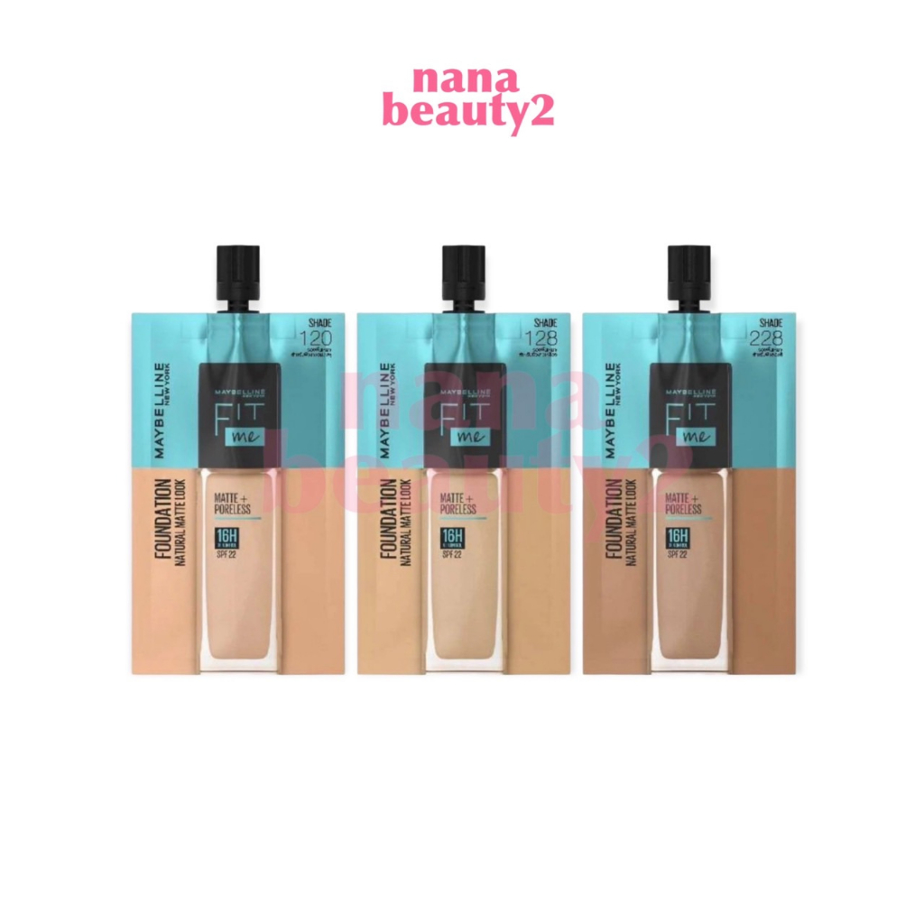 ใหม่ (1ซอง) รองพื้น แบบซอง ฟิตมี เมเบอลีน FIT ME MATTE PORELESS LIQUID FOUNDATION MAYBELLINE