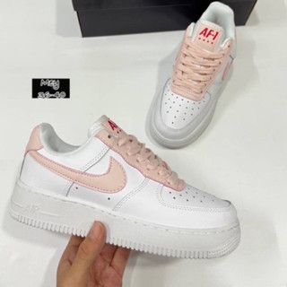 รองเท้า Nike Air Force 1 Low White Pink🌲🔥 สินค้าพร้อมกล่อง รองเท้าสีขาว