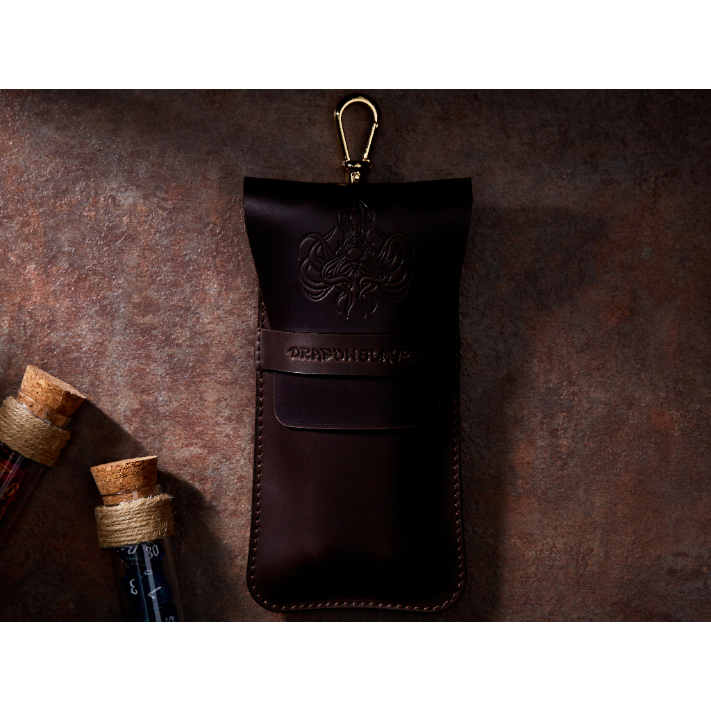 Hydra RPG Double Potion Bag | Large Dice Bag | Brown Leather Bag With Dice Potion Flask Set | Dice |