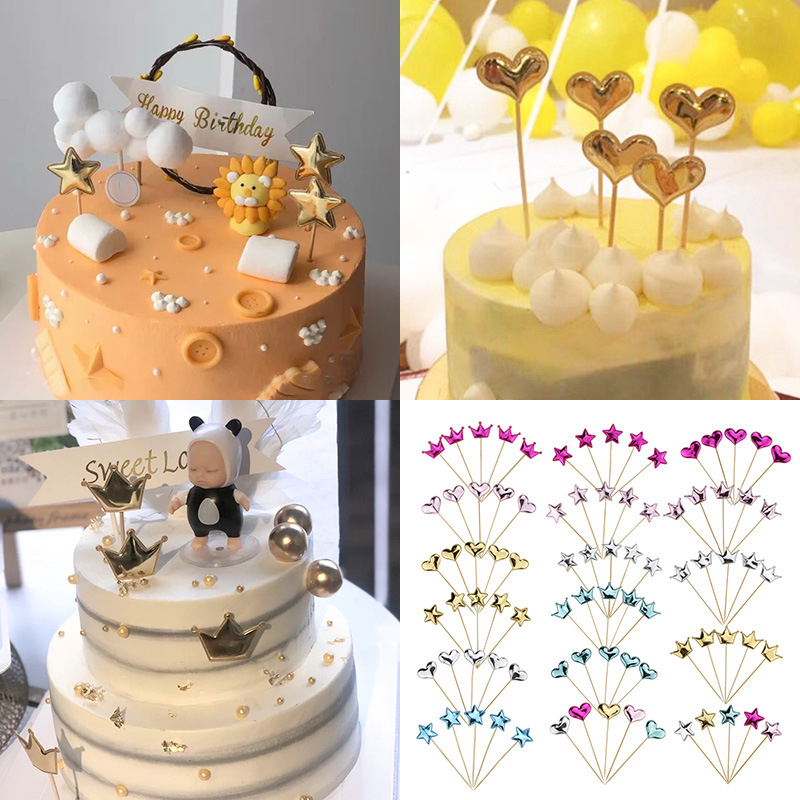 ดาวหัวใจมงกุฏตกแต่งเค้กวันเกิดประดับการ์ดงานประดิษฐ์DIY
