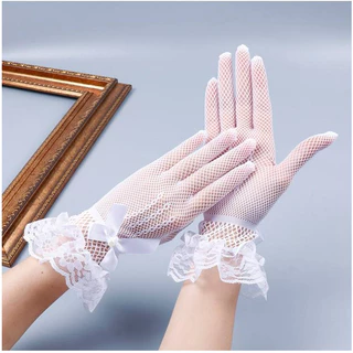 ถุงมือตาข่ายลูกไม้ ยืดๆ มีขนาดเด็ก-ผู้ใหญ่พร้อมส่ง!