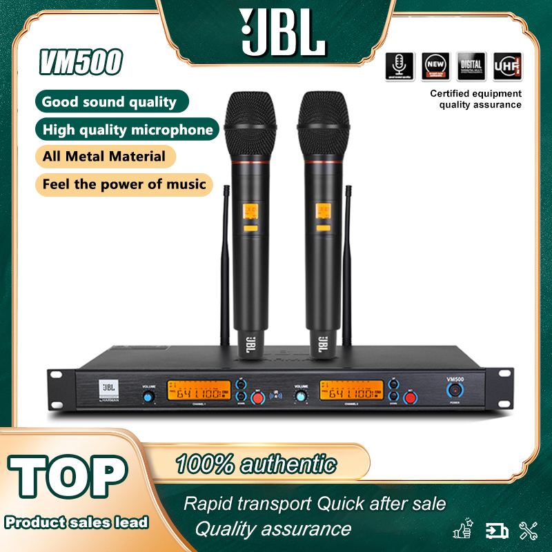 JBLไมโครโฟน VM-500 ไมค์ลอยไร้สาย UHF ความถี่ในการสลับด้วยปุ่มเดียว เสาอากาศคู่ ระยะรับสัญญาณ 50 เมตร