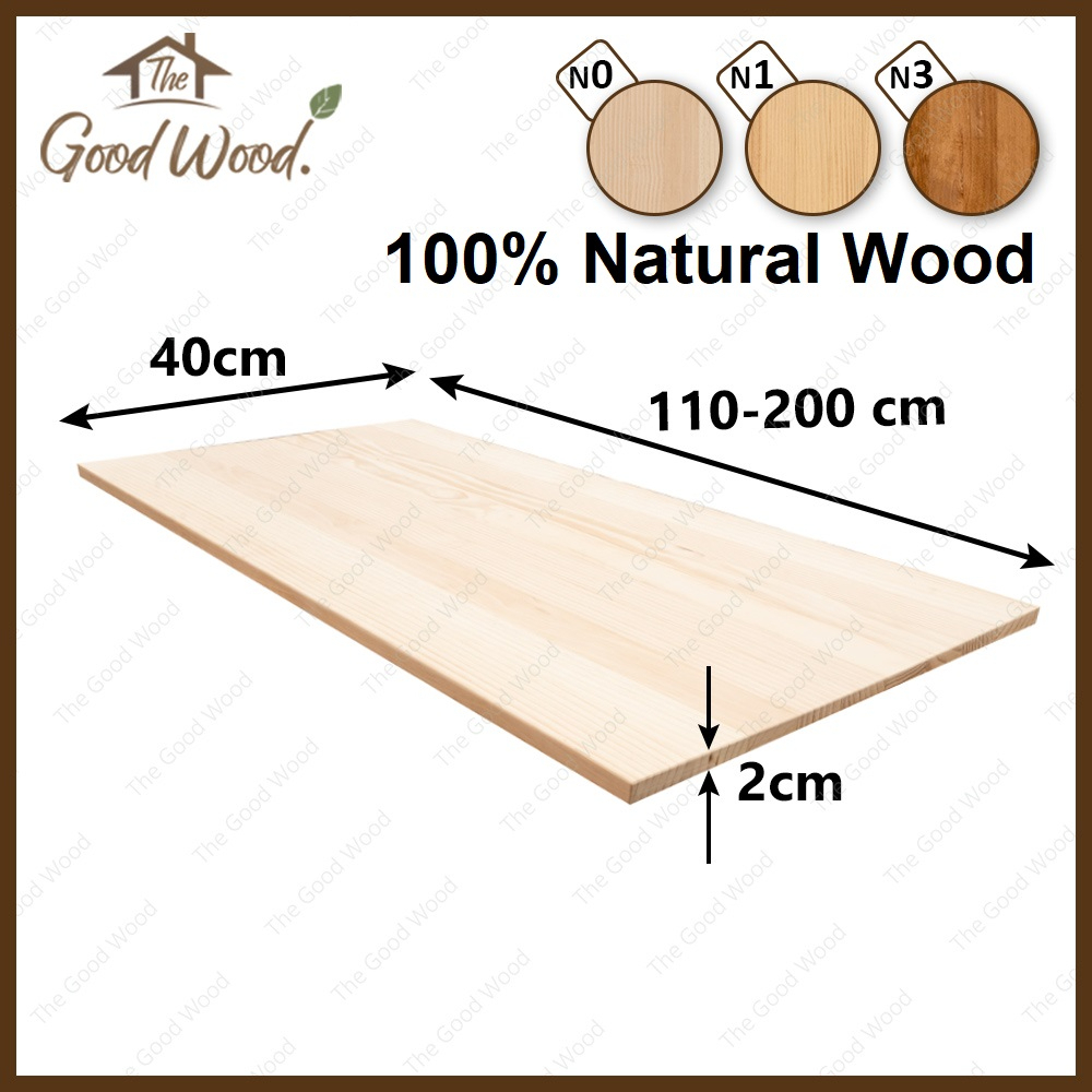 (จัดส่ง1-2วัน) หน้าโต๊ะ ไม้สนแท้ หนา 20mm. กว้าง 40cm. x ยาว 110-200cm. ABต่อลายเส้นตรง ท็อปโต๊ะไม้