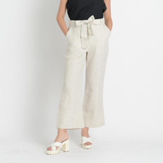 C&amp;D Linen Pants ขายาวส่วนสีเบจ เนื้อผ้าลินินพรีเมี่ยม (CZT9BE)