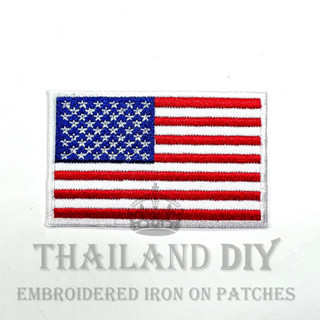 ตัวรีดติดเสื้อ งานปัก ธงชาติติดเสื้อ ธงชาติ อเมริกา ทหาร USA America Army Flag Patch WOP DIY ตัวรีด อาร์มติดเสื้อ