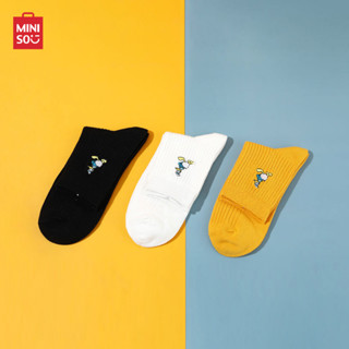 Miniso ถุงเท้า ถุงเท้ายาว ถุงเท้าฟรีไซส์ คอลเลคชัน Donald Duck แพค 2 คู่