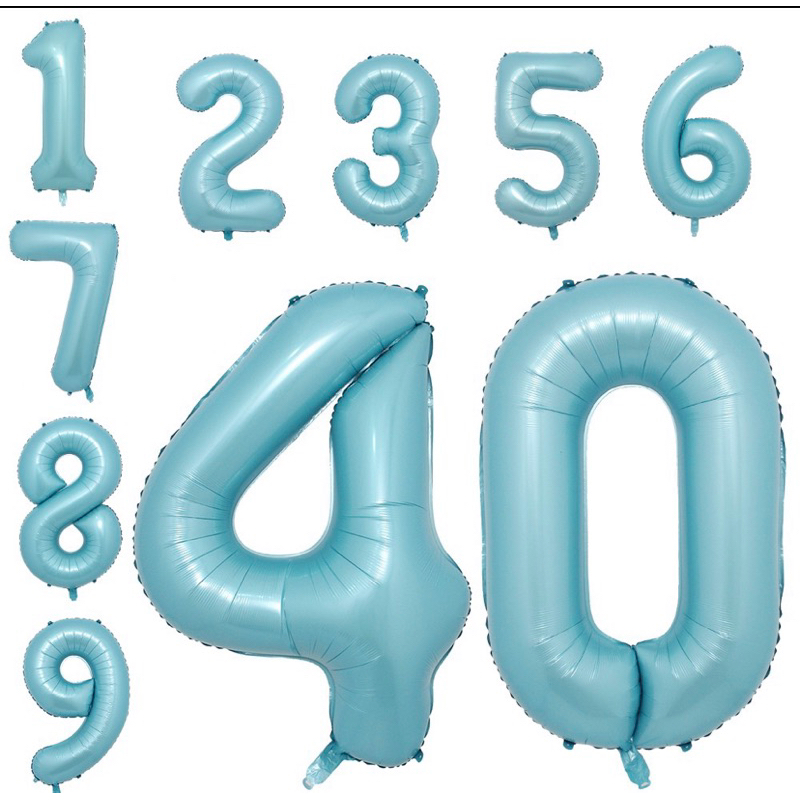ลูกโป่งตัวเลขฟอยล์อลูมิเนียม 40 นิ้ว สีฟ้าอ่อน สําหรับตกแต่งงานแต่งงาน งานเลี้ยงวันเกิด