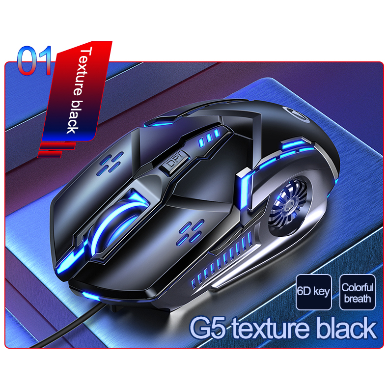 เมาส์ G5 เมาส์เกมมิ่ง เม้าส์แบบมีสาย Mouse Wired Mouse 6D 4Speed DPI RGB Gaming Mouse