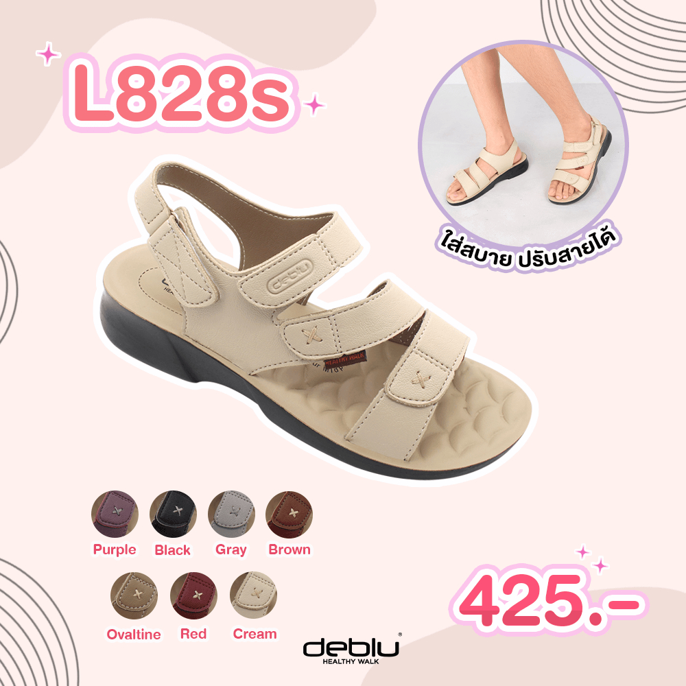 VIDVIEW !!ลดสนั่น!! รองเท้ารัดส้นหญิง เพื่อสุขภาพ Deblu L828s เบอร์ 36-41 แฟชั่นหญิง ปรับสายได้